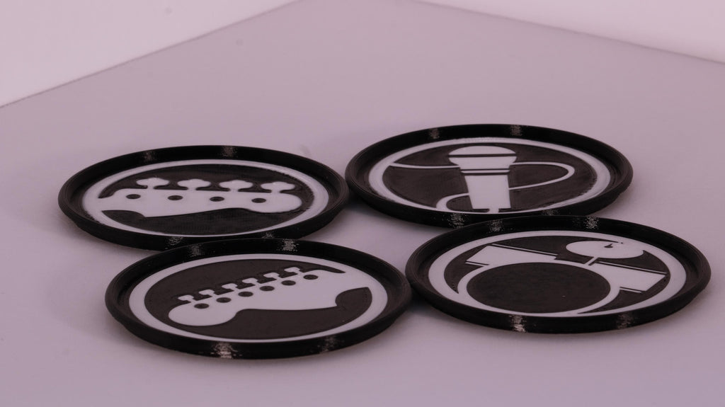 Rock Bank Instrument Coasters (1x of each)
